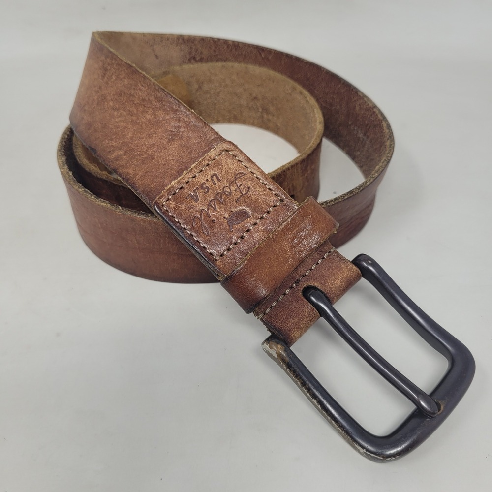 Fossil Belt 36 Brown Leather Distressed Rugged Industrial Utility Work Casual